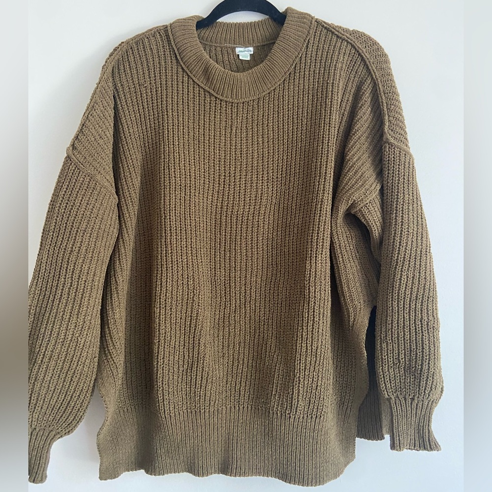 aerie oversized crew sweater side slit